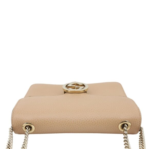 Gucci  Interlocking GG Small Dollar Calfskin Leather Crossbody Bag Beige - Picture 5 of 16